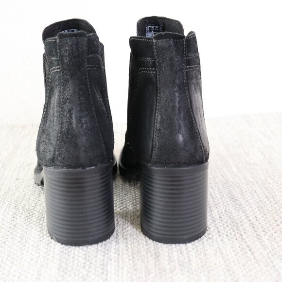 Clarks Leda Up Black Suede Ankle Boots Women’s Size 10 Chunky Block Heel - Picture 4 of 15
